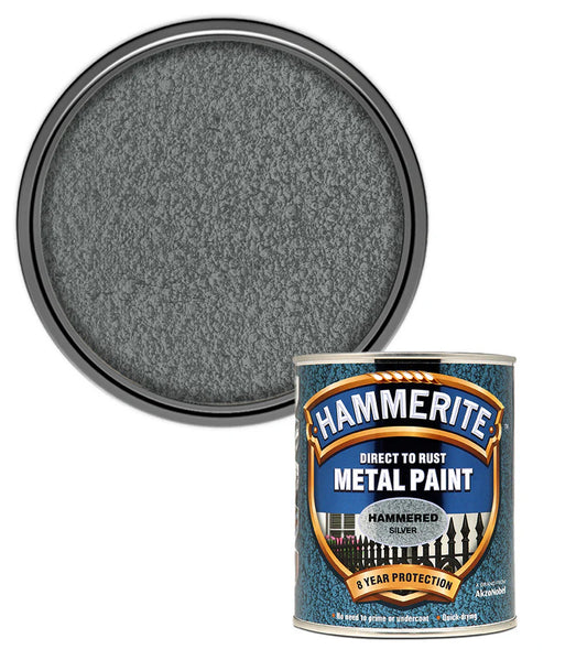 Hammerite Direct to Rust Quick Drying Metal Paint – Hammered Silver 750ml