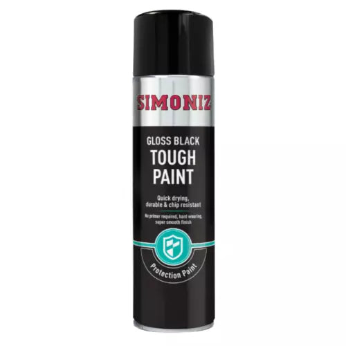 “Simoniz Tough Black Gloss 500ml aerosol spray paint can”