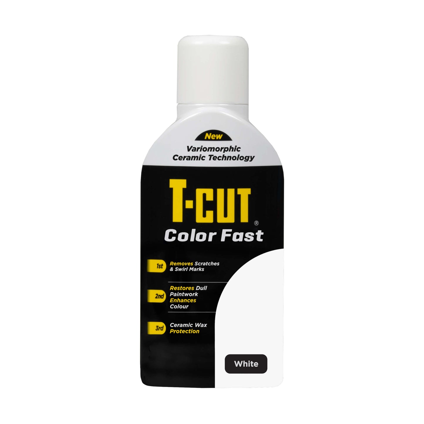 “T‑Cut Color Fast Ceramic White Paintwork Restorer 500ml bottle”