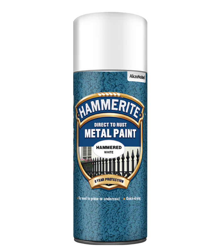 Hammerite Direct to Rust Aerosol Metal Paint – Hammered White 400ml