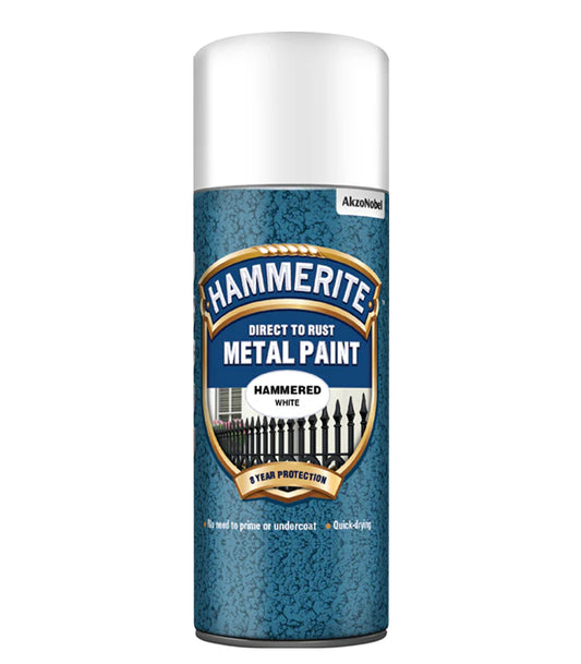 Hammerite Direct to Rust Aerosol Metal Paint – Hammered White 400ml