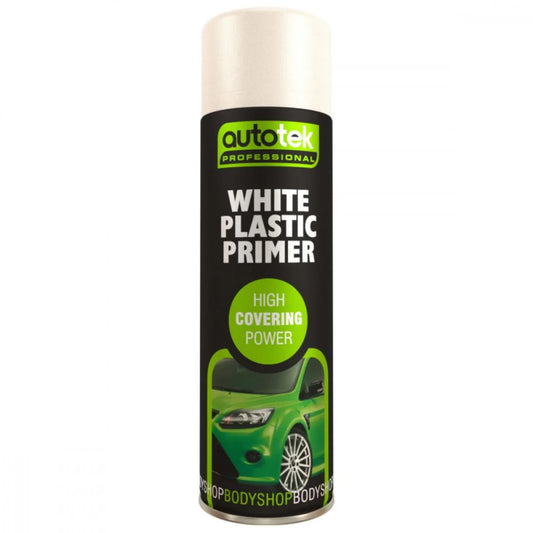 AutoTek White Plastic Primer Multi-Purpose Aerosol Spay Paint 500ml