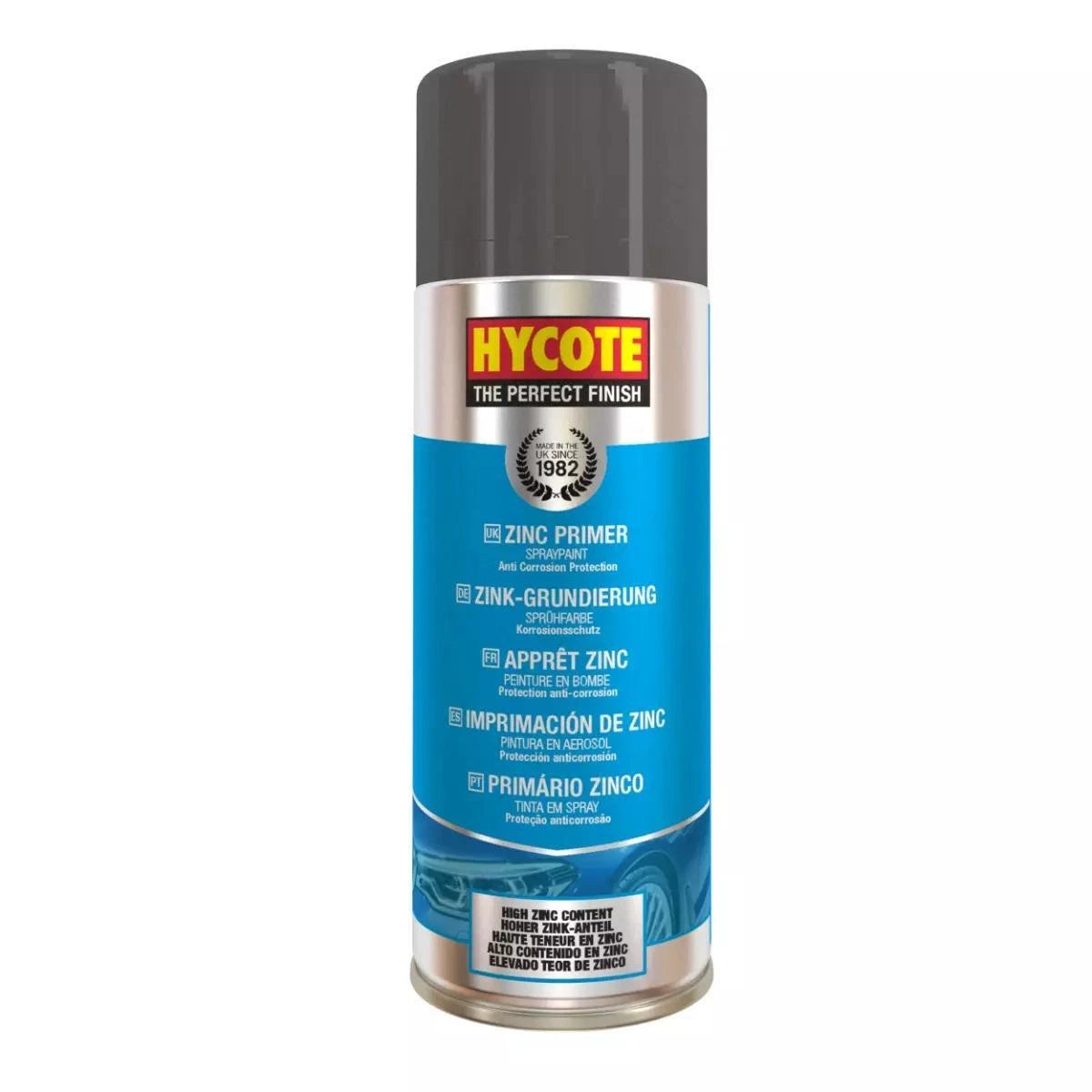 “Hycote Fast Drying Zinc Primer 400ml aerosol – anti‑corrosive metal primer spray”