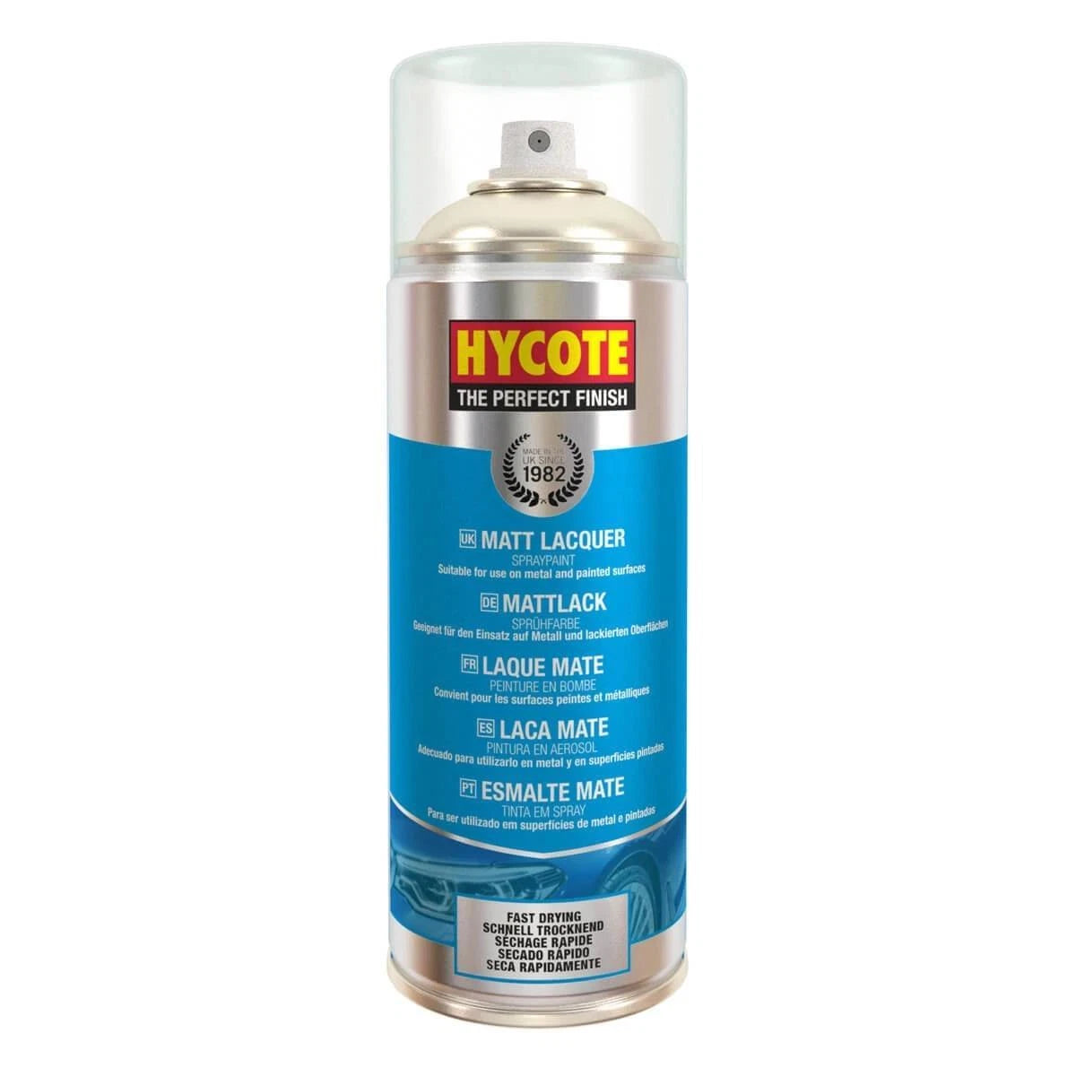 “Hycote Matt Lacquer Fast Drying 400ml aerosol spray paint can”