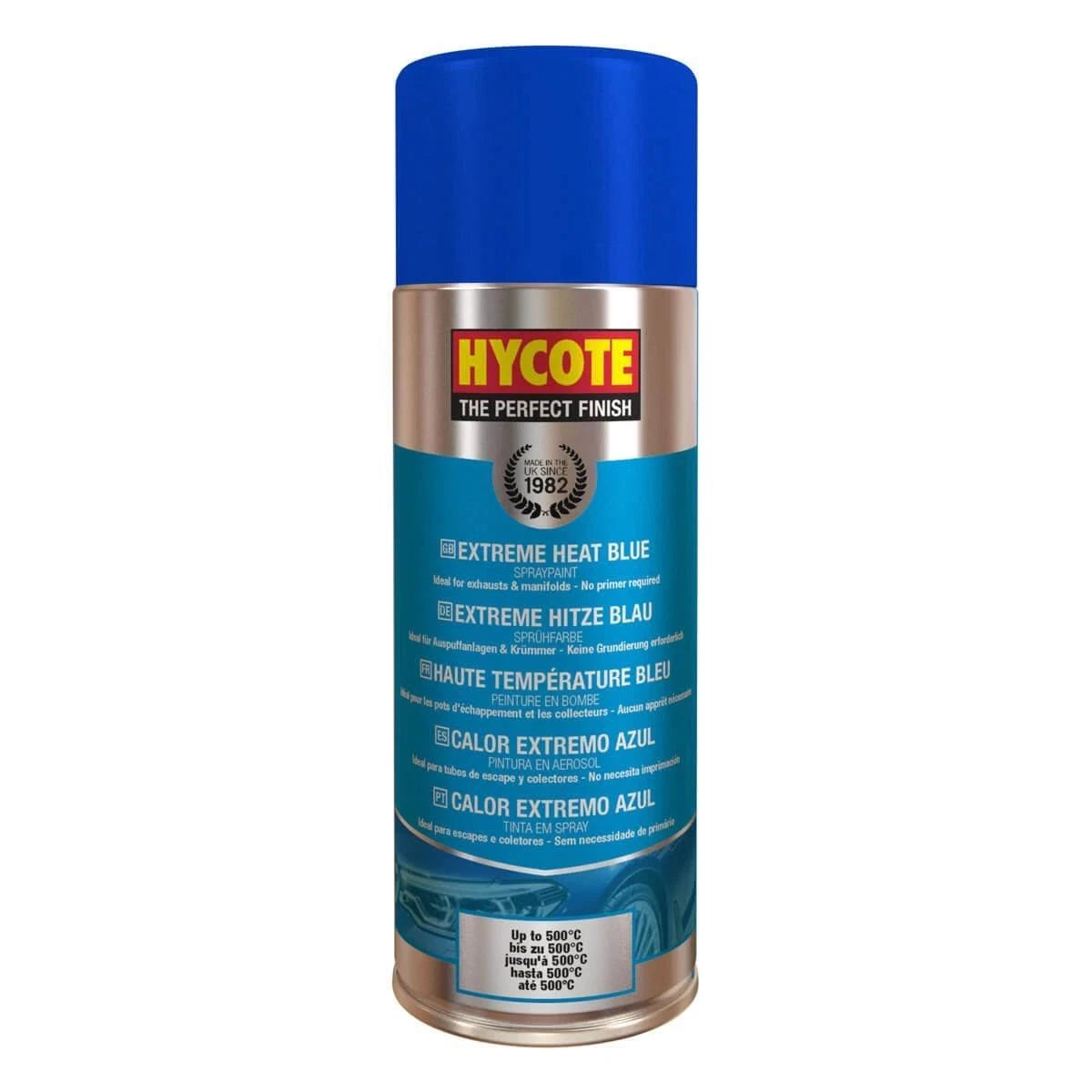“Hycote XUK1004 Blue VHT Spray Paint 400ml aerosol – extreme heat resistant coating”